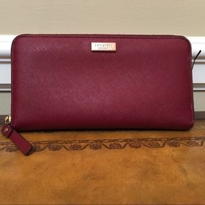 Kate Spade Newbury La. WLRU 1498 S738 Zip Around Leather Purse Saffiano Leather